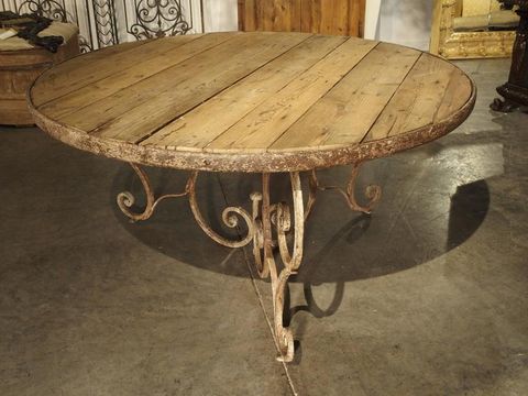 Round Wooden Top Dining Table With 19Th Century Iron Base, France At ... for Creating lasting memories around a wooden dining table with iron base